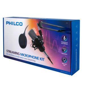 Philco Kit Pro Microphone con Soporte + Pop Filter + USB Sound Card