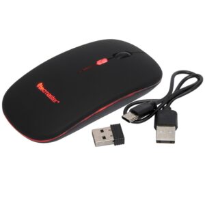 Tecmaster Slim Mouse Dual Inalámbrico Y Bt V5.0 Recargable Tipo C Negro