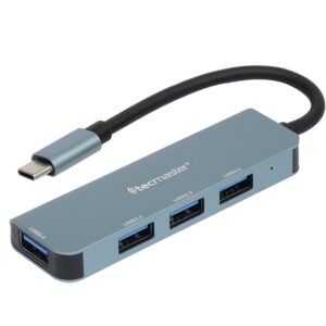 Tecmaster Hub Concentrador 4 En 1 Usb-A 3.0 + Tipo-C Aluminio Gris