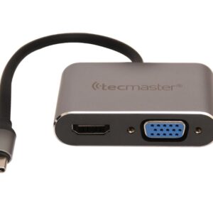 Tecmaster Adaptador Tipo-C 3.1 A Vga + Hdmi 4K@60Hz Aluminio Gris/Negro