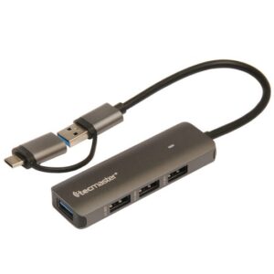 Tecmaster Docking Station Hub 2 En 1 Usb/Tipo-C 4 Puertos Usb 3.0 Gris