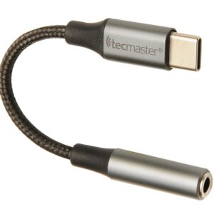 Tecmaster Adaptador Usb-C A Jack 3.5Mm Aluminio Gris