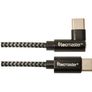 Tecmaster Cable Tipo-C a Tipo-C 1.5m Reforzado 60W Conector 90° Grafito/Negro