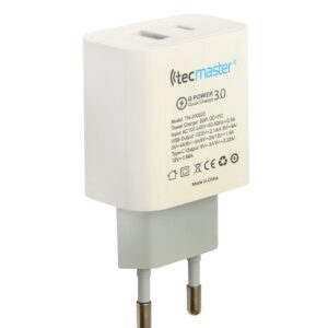 Tecmaster Cargador De Pared Usb-A + Tipo-C Pd/Qc 20W Con Cable Incluido